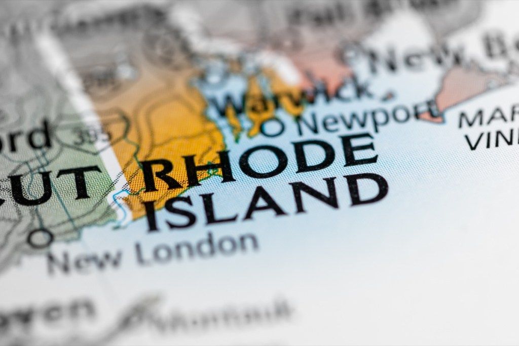 Rhode Island maantieteellinen kartta valtion luonnon ihmeitä