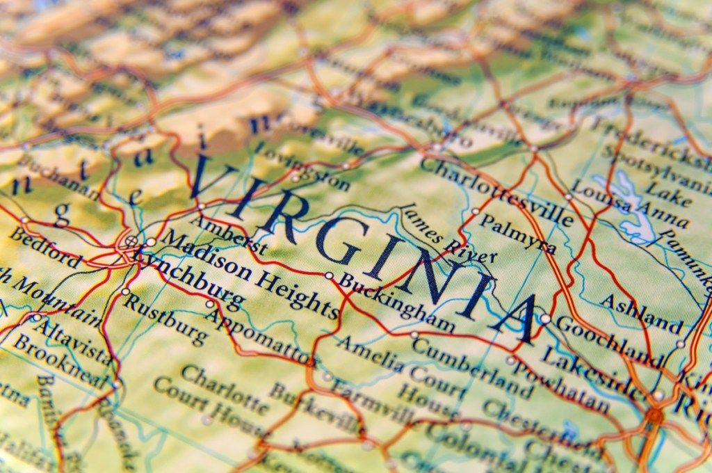 Virginia mappa geografica stato meraviglie naturali