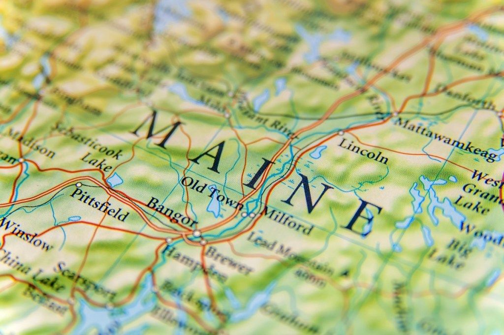 Maine geografiska karta anger naturliga underverk