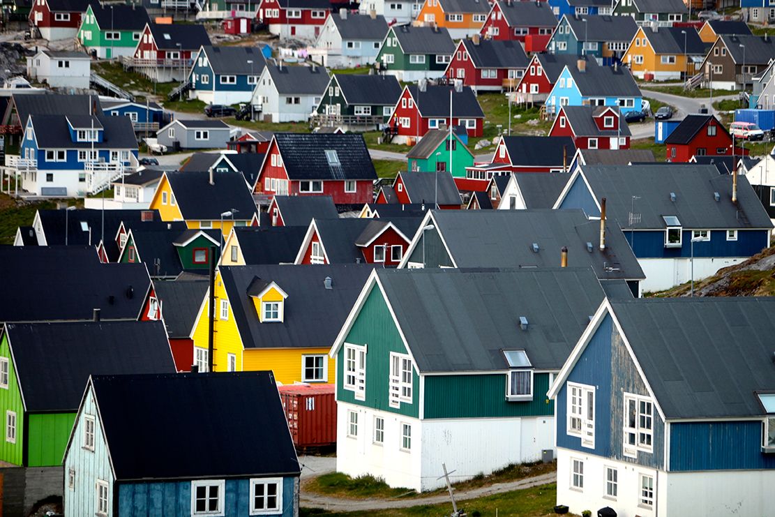 цветни домове в Гренландия