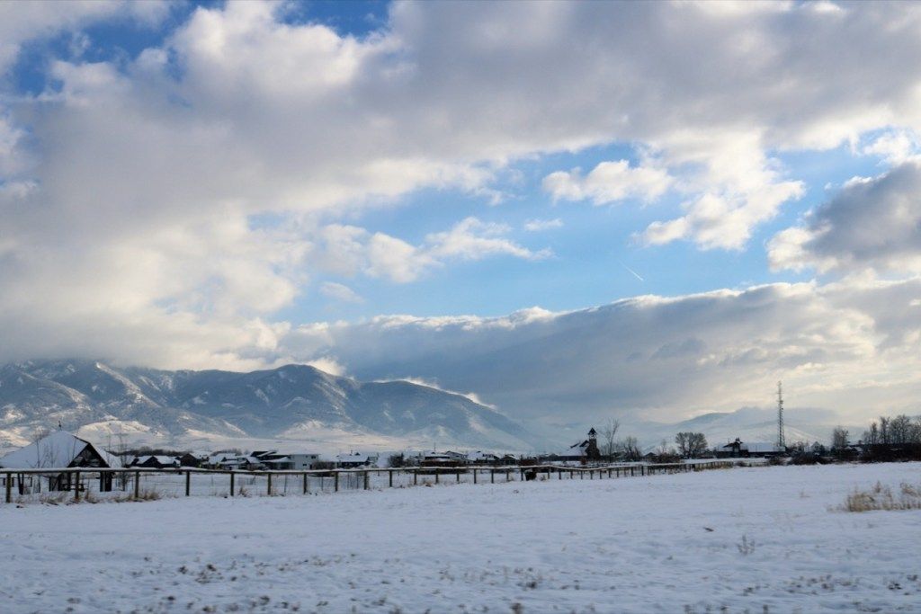 Bozeman, Montana Baltosios Kalėdos Amerikoje