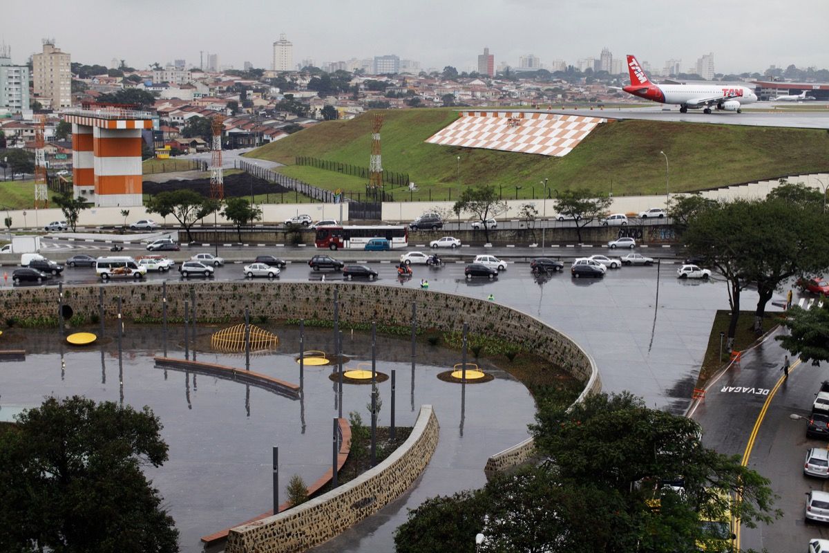 congonhasin lentokenttä Brasiliassa rankkasateella