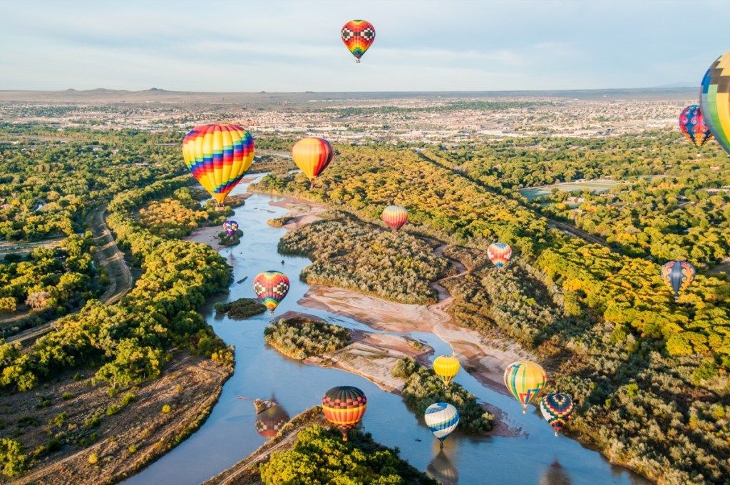 oro balionų festivalis Albukerkėje, Naujojoje Meksikoje, ikoniškos valstijos nuotraukos