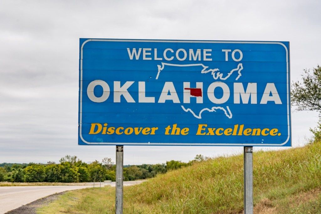 Willkommensschild des Staates Oklahoma, ikonische Staatsfotos