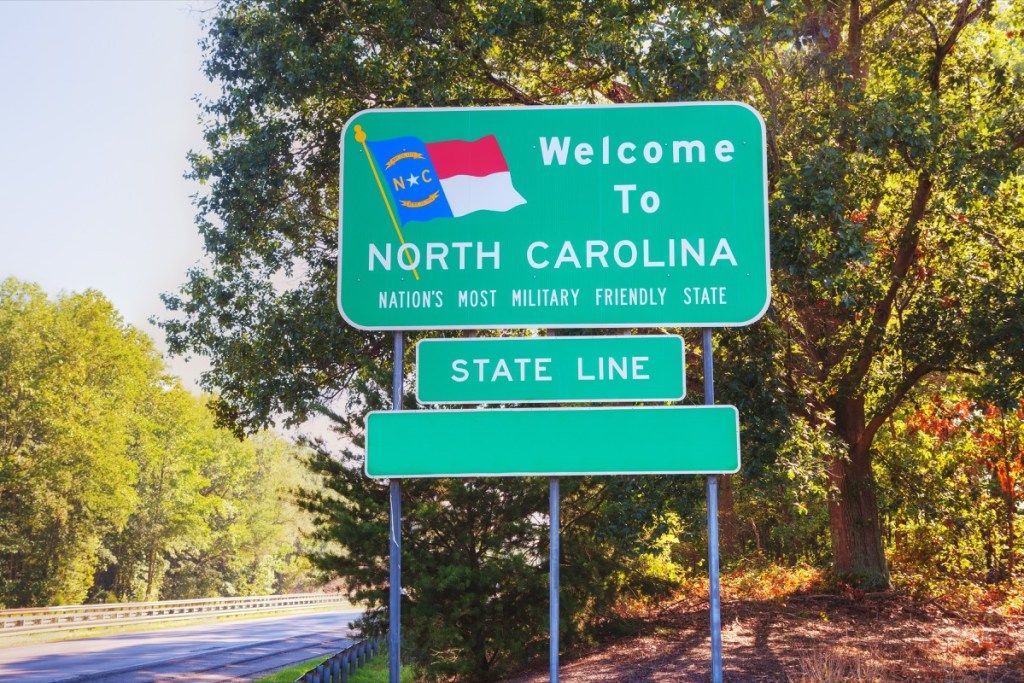 Welkomstbord van de staat North Carolina, iconische staatsfoto
