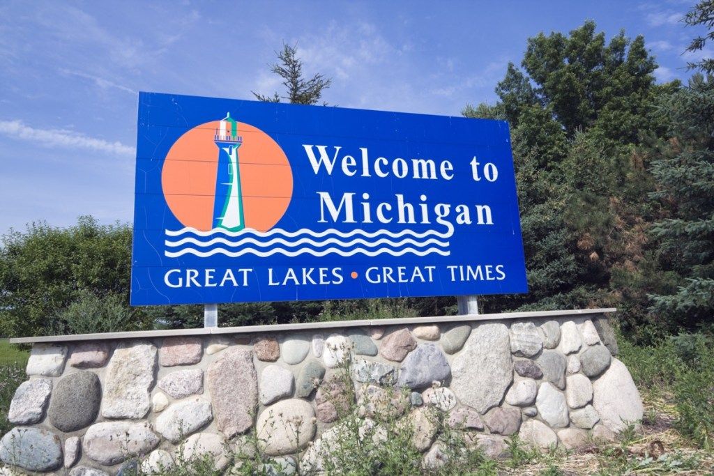 welkom teken van de staat Michigan, iconische staatsfoto