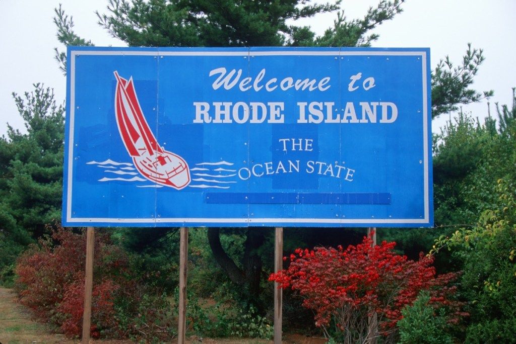Willkommensschild des Rhode Island State, ikonische Staatsfotos
