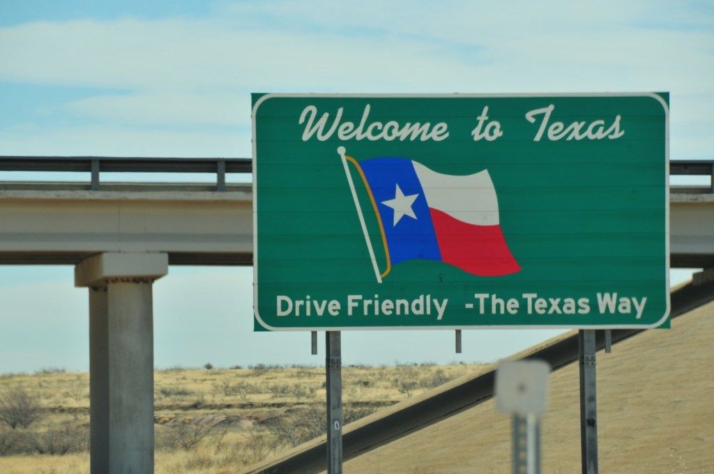 Texas State velkomstskilt, ikoniske statlige bilder