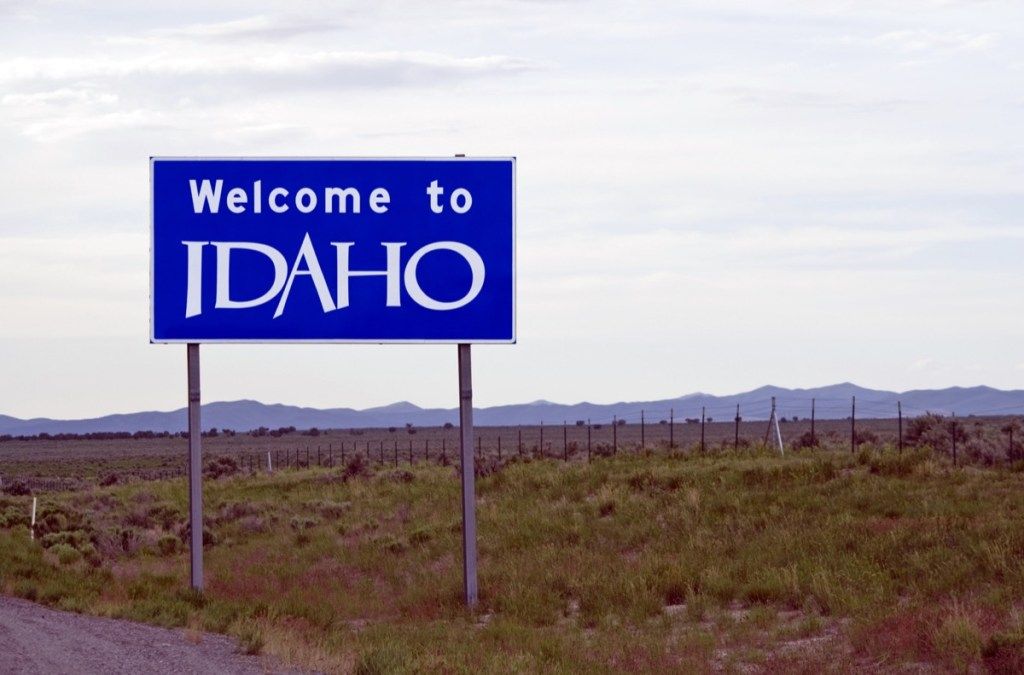 Idaho välkomstskylt, ikoniska statliga foton