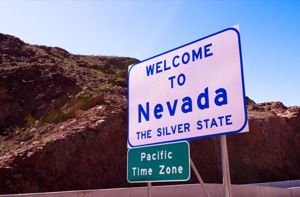 Willkommensschild des Staates Nevada, ikonische Staatsfotos