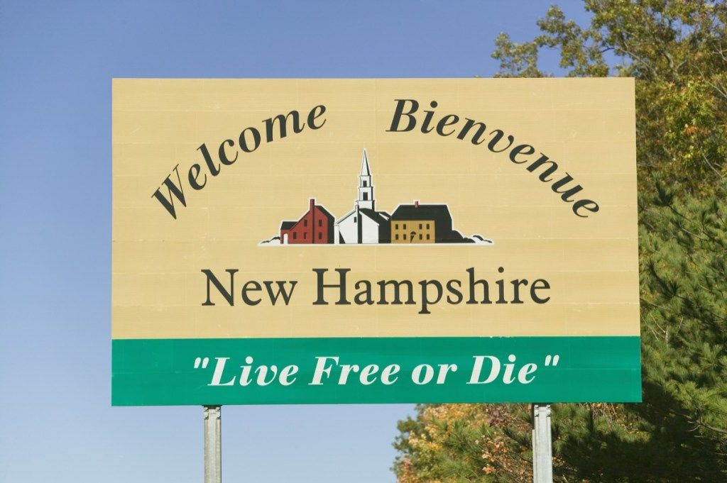 tanda selamat datang negara bagian baru hampshire, foto negara bagian yang ikonik
