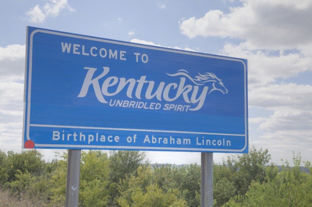Willkommensschild des Staates Kentucky, ikonische Staatsfotos