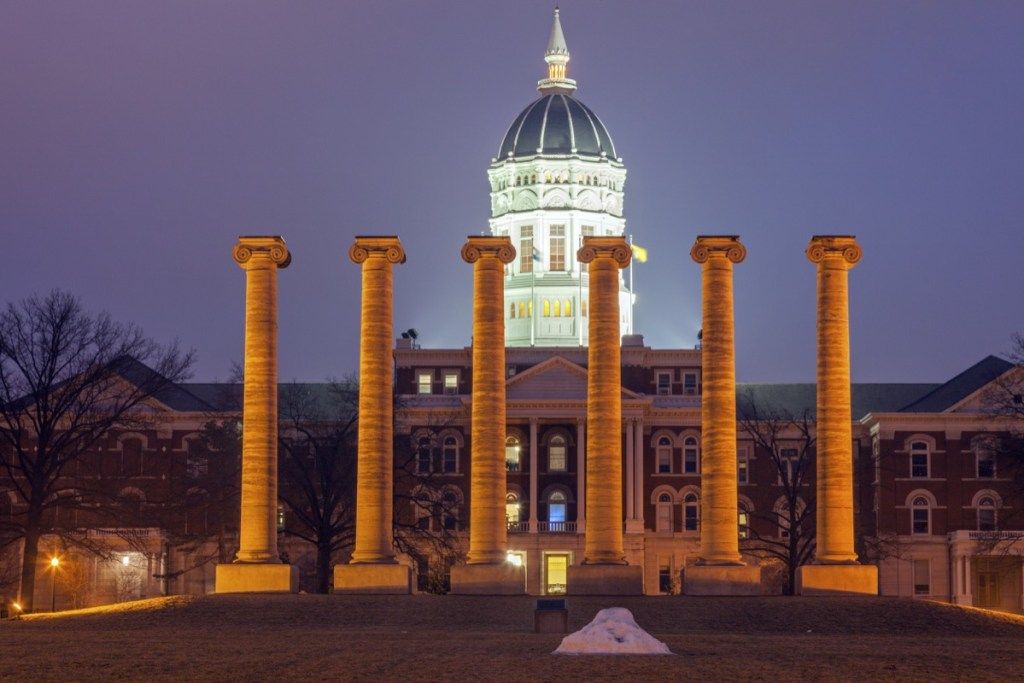 kolommen voor de universiteit van missouri, iconische staatsfoto