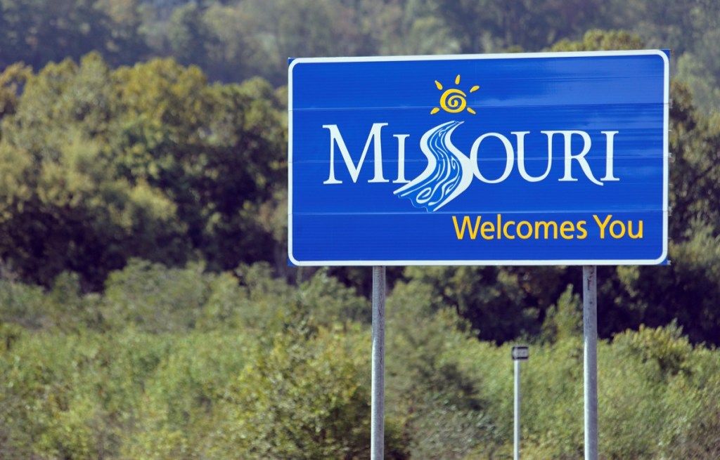 ミズーリ州のウェルカムサイン、象徴的な州の写真