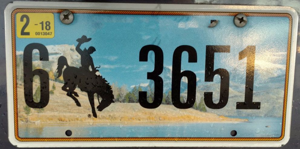 placa de carro de Wyoming photoshopada