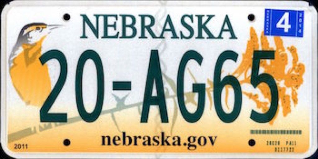nebraska registrska tablica