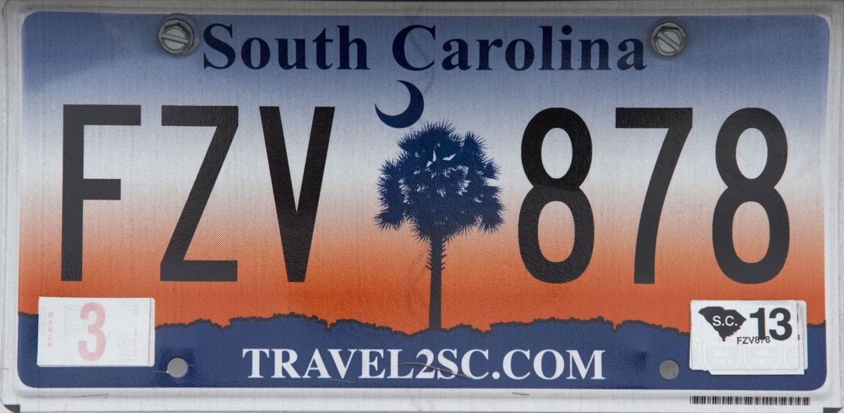 South Carolina nummerplate