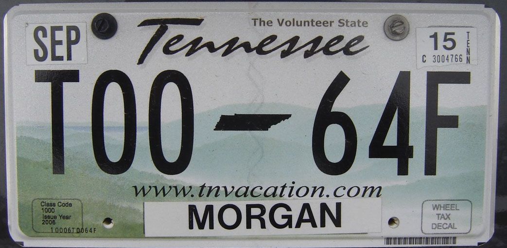 registrsko tablico iz države Tennessee