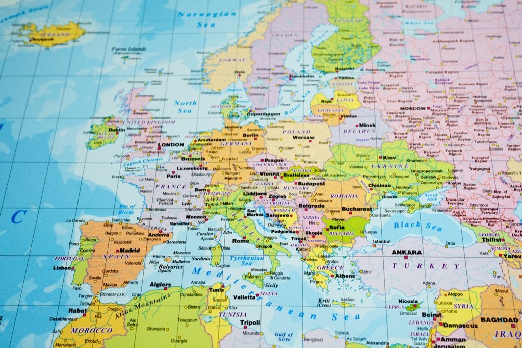 Nahaufnahme Karte von Europa