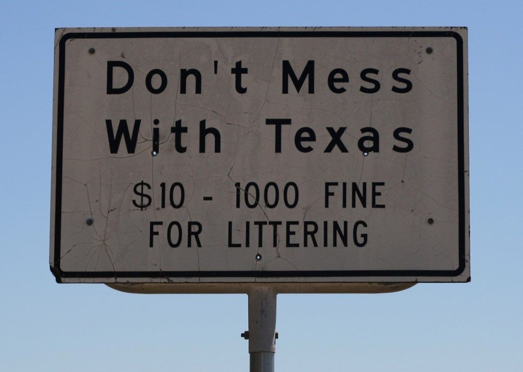 Znak zaśmiecania dla Teksasu