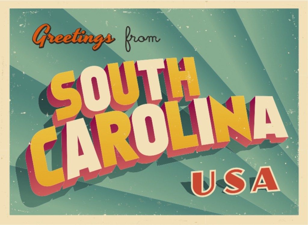 razglednica Južne Karoline poznati državni kipovi