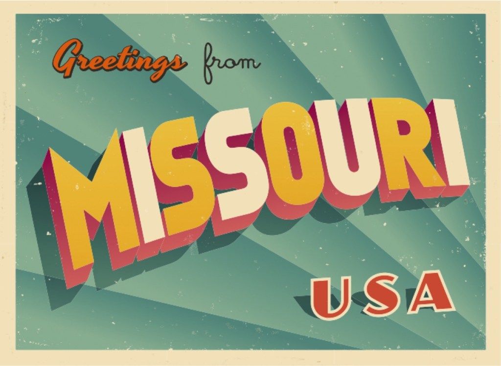 razglednica Missourija poznati državni kipovi