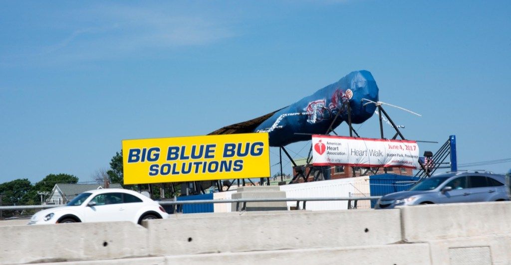 famoso grande inseto azul, ilha de Rhode, marcos estaduais estranhos