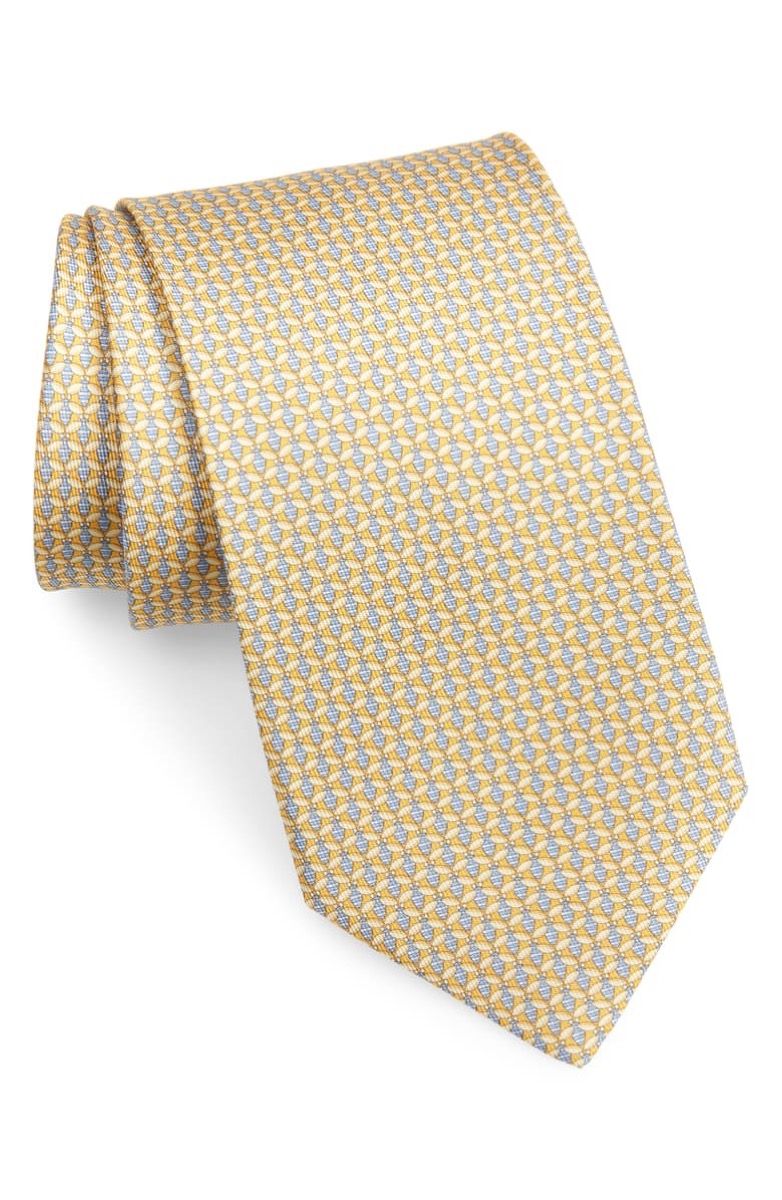 geltonas ferragamo kaklo kaklaraištis